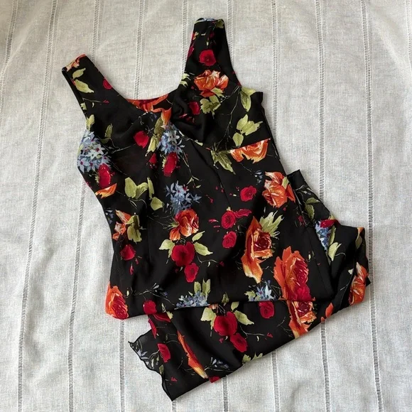 Tribal Vibrant Floral Maxi Dress - Black with Red and Orange - Picture 10 of 15